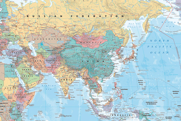 mapa Azji i bliskiego wschodu